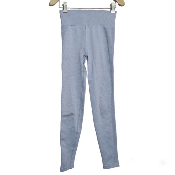 Gymshark Light Gray Compression High Waisted Leggings Full Length Exercise - Picture 1 of 6